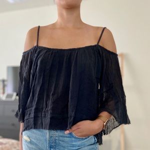 ECOTE braided strap cold shoulder top